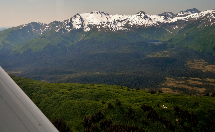 aerial shot over Alaska terrain